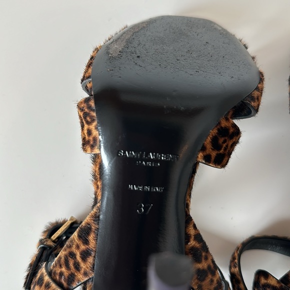 Saint Laurent Tribute Leopard Print Genuine Calf Hair Sandal - Picture 9 of 14
